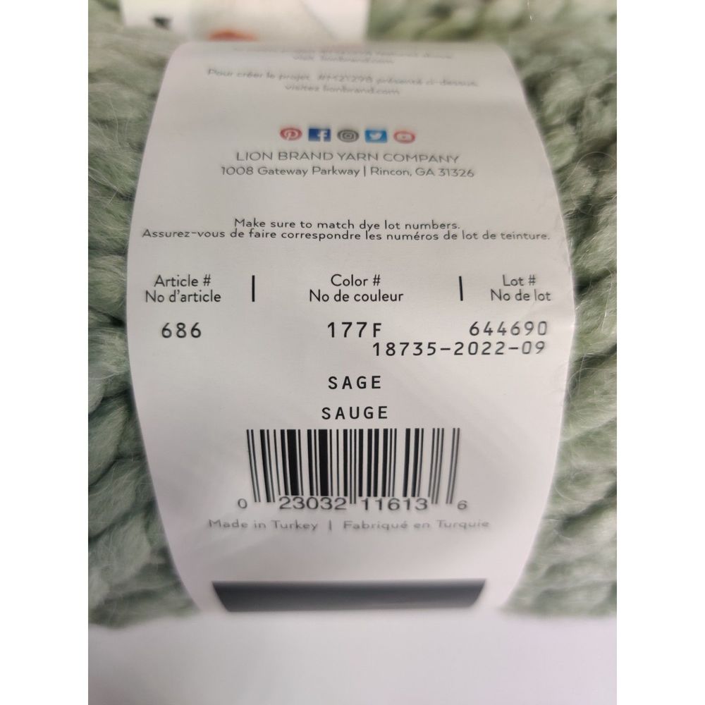 Touch Of Alpaca Thick & Quick Lion Brand Yarn Jumbo 7, Sage, 3 pack Lot - Picture 8 of 10